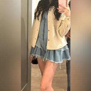 Denim dress mini. Ruffled